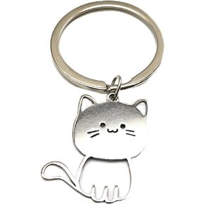 Stainless steel cat keychain, kitten keyring, pet jewelry, ladies and girls pendant gift, gift for friends