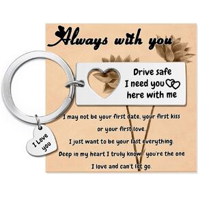 Drive Safe Keychain for Boyfriend Men Women Stainless Steel Engraved Drive Safe I Need You Here with Me Gift for Mom