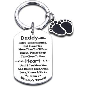 New Dad Gift Keychain for Men Him New Daddy to Be Gifts for Husband Boyfriend from Wife New Mommy Baby Announcement Pregnancy