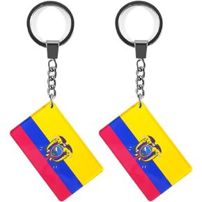 Ecuador Flag Keychain Ecuadoran Key Ring (2 Pack)