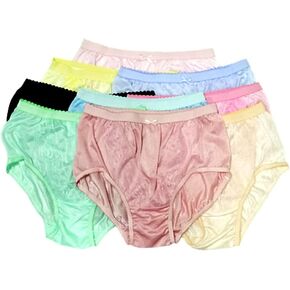 6 pcs of Hip 33-36 inches Sheer Nylon with lace granny Brief Underwear woman silk panty high full waist plus size smoothing coverage giant adult elderly