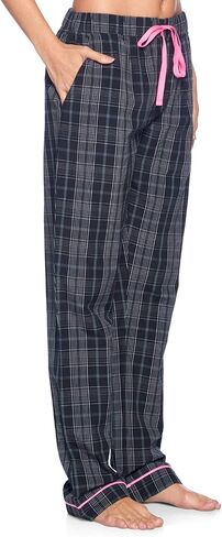Ashford & Brooks Women's Short Sleeve Pajamas Set | Woven Plaid Sleepwear & Loungewear Jersey Shirt PJ Pants Set in Saudi Arabia