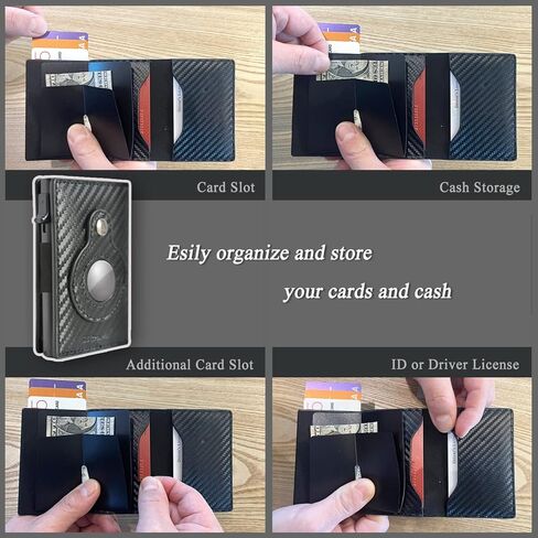 STARepublic Leather AirTag Wallet for Men with RFID Blocking Money Clip Credit Card Holder Compatible with AirTag (No Airtag Included), Black, Leather Airtag Wallet With Rfid Blocking Money Clip in Kuwait