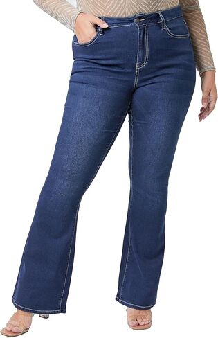 YMI Women's Plus Size Hyperdenim Super Stretchy Flare Jeans in Saudi Arabia