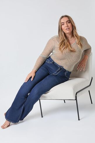 YMI Women's Plus Size Hyperdenim Super Stretchy Flare Jeans in Saudi Arabia