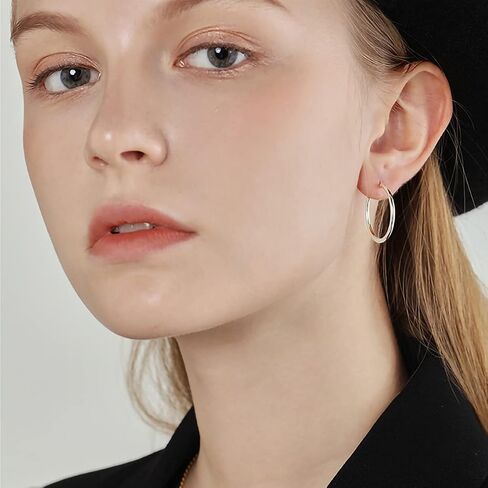 3 Pairs Big Hoop Earrings for Women, 14K Gold Plated Rose Gold Plated Silver Stainless Steel Large Hoops Set for Women Girls in Kuwait
