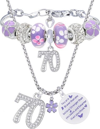 70 Birthday,70th Birthday Gifts for Women,70th Birthday Necklace,70th Birthday Charm Bracelet,70th Birthday Bracelet,70th Birthday for Her,Birthday Gifts for Women 70,70th Jewelry,70 Birthday Charm in Kuwait