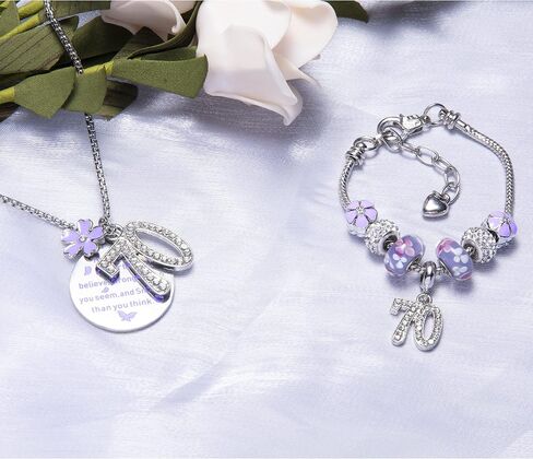70 Birthday,70th Birthday Gifts for Women,70th Birthday Necklace,70th Birthday Charm Bracelet,70th Birthday Bracelet,70th Birthday for Her,Birthday Gifts for Women 70,70th Jewelry,70 Birthday Charm in Kuwait