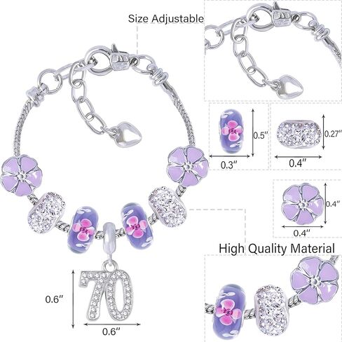 70 Birthday,70th Birthday Gifts for Women,70th Birthday Necklace,70th Birthday Charm Bracelet,70th Birthday Bracelet,70th Birthday for Her,Birthday Gifts for Women 70,70th Jewelry,70 Birthday Charm in Kuwait