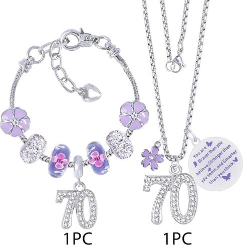 70 Birthday,70th Birthday Gifts for Women,70th Birthday Necklace,70th Birthday Charm Bracelet,70th Birthday Bracelet,70th Birthday for Her,Birthday Gifts for Women 70,70th Jewelry,70 Birthday Charm in Kuwait