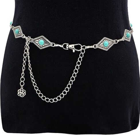 أحزمة سلسلة Concho Western من Glamourstar للنساء سلسلة خصر معدنية عتيقة للفساتين in Kuwait