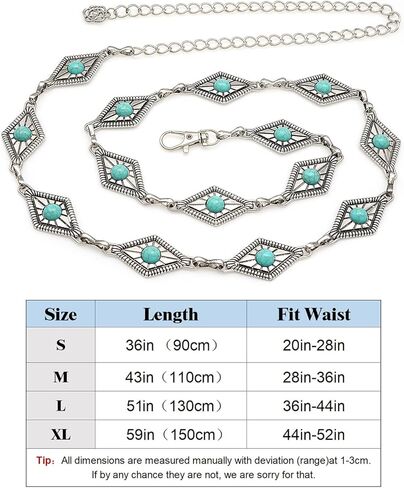 أحزمة سلسلة Concho Western من Glamourstar للنساء سلسلة خصر معدنية عتيقة للفساتين in Kuwait