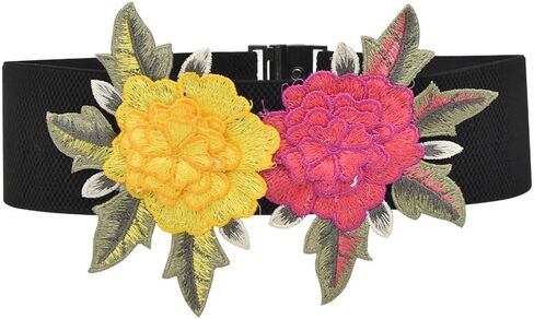 Women's Large Rose Double-Flower Waist Belt Elastic Stretch Wide Elegant Sweet for Corset Wedding Dress Belt in Saudi Arabia