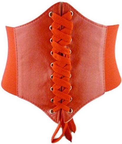Women's Retro Lace-up Waist Belt Wide Elastic Adjustable Leather Corset Waistband in Saudi Arabia