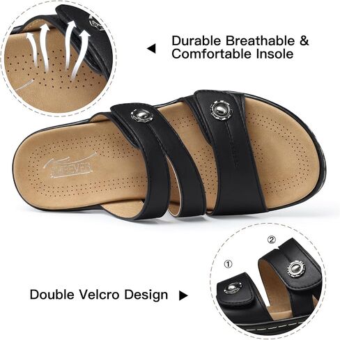 SHIBEVER Women Dressy Flat Sandals: Comfortable Arch Support Sandal | Non Slip Orthopedic Slip On Flats - Adjustable Fit Wide Feet - Summer All Day Standing Walking Sandal in Saudi Arabia