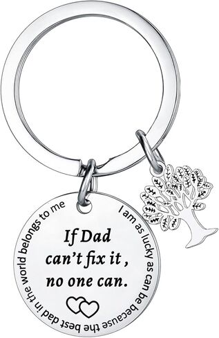 Dad Keychain Dad Gifts From Son Daughter Father's Day Keyring For Dad Birthday Gifts For Daddy Papa If Dad Can Not Fix It No One Can Keyring, Silver, One size in Kuwait