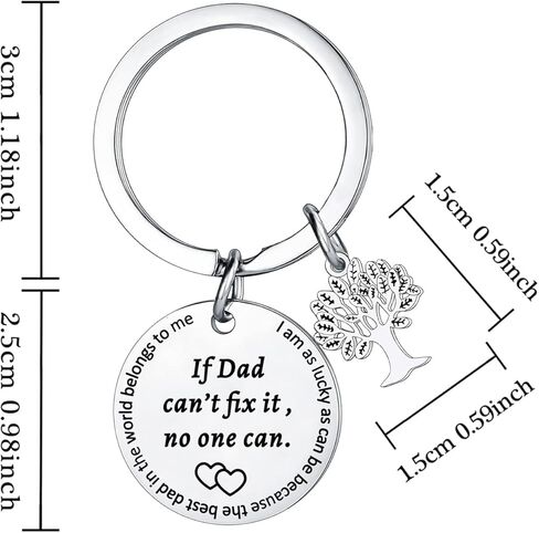 Dad Keychain Dad Gifts From Son Daughter Father's Day Keyring For Dad Birthday Gifts For Daddy Papa If Dad Can Not Fix It No One Can Keyring, Silver, One size in Kuwait