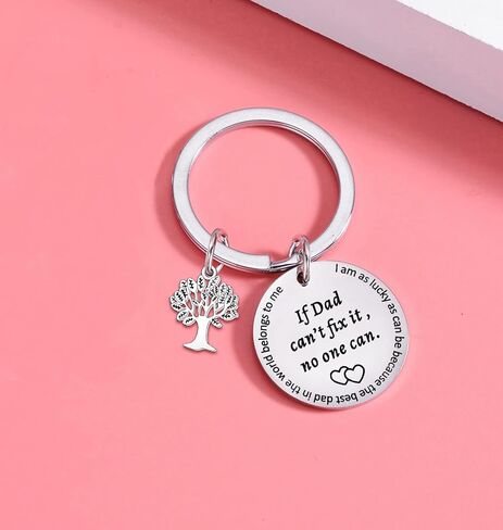Dad Keychain Dad Gifts From Son Daughter Father's Day Keyring For Dad Birthday Gifts For Daddy Papa If Dad Can Not Fix It No One Can Keyring, Silver, One size in Kuwait