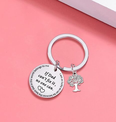 Dad Keychain Dad Gifts From Son Daughter Father's Day Keyring For Dad Birthday Gifts For Daddy Papa If Dad Can Not Fix It No One Can Keyring, Silver, One size in Kuwait