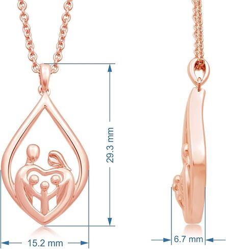 Jewelili Parent and Children Family Necklace Pendant in Sterling Silver 18" Rolo Chain in Saudi Arabia