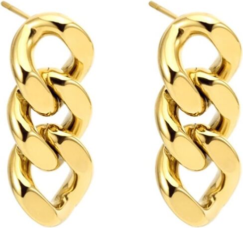 Chain Link Earrings for Women Girls Simple Gold Silver Plated Chunky Cool Twisted Oval Geometry Symmetrical Paperclip Link Dainty Hypoallergenic Dangle Drop Earrings for Her Daily Party Trendy Jewelry Gifts in Saudi Arabia