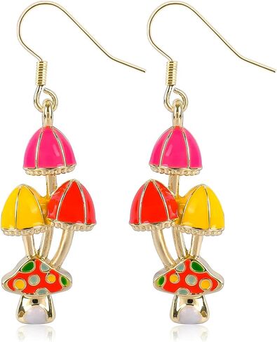 Colorful Mushroom Cute Dangle Earrings for Women Girls, Handmade Sweet Fresh Chic Charm Mushroom Drop Earrings Funny Red Mushroom Earrings Jewelry Birthday Mom Gifts for Her in Saudi Arabia