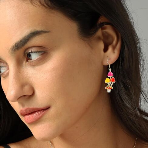 Colorful Mushroom Cute Dangle Earrings for Women Girls, Handmade Sweet Fresh Chic Charm Mushroom Drop Earrings Funny Red Mushroom Earrings Jewelry Birthday Mom Gifts for Her in Saudi Arabia