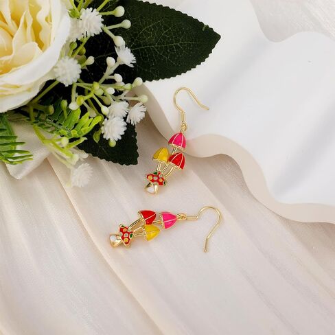 Colorful Mushroom Cute Dangle Earrings for Women Girls, Handmade Sweet Fresh Chic Charm Mushroom Drop Earrings Funny Red Mushroom Earrings Jewelry Birthday Mom Gifts for Her in Saudi Arabia