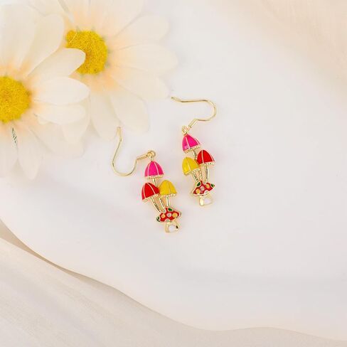 Colorful Mushroom Cute Dangle Earrings for Women Girls, Handmade Sweet Fresh Chic Charm Mushroom Drop Earrings Funny Red Mushroom Earrings Jewelry Birthday Mom Gifts for Her in Saudi Arabia
