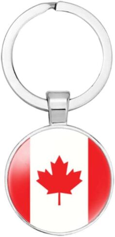 vmcoatdu Canada National Flag Key Chain Keyring Gift Men Women Keychain Stainless Steel and Inlaid Glass Materials in Saudi Arabia