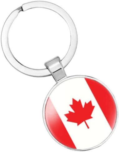 vmcoatdu Canada National Flag Key Chain Keyring Gift Men Women Keychain Stainless Steel and Inlaid Glass Materials in Saudi Arabia