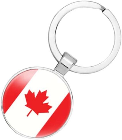 vmcoatdu Canada National Flag Key Chain Keyring Gift Men Women Keychain Stainless Steel and Inlaid Glass Materials in Saudi Arabia