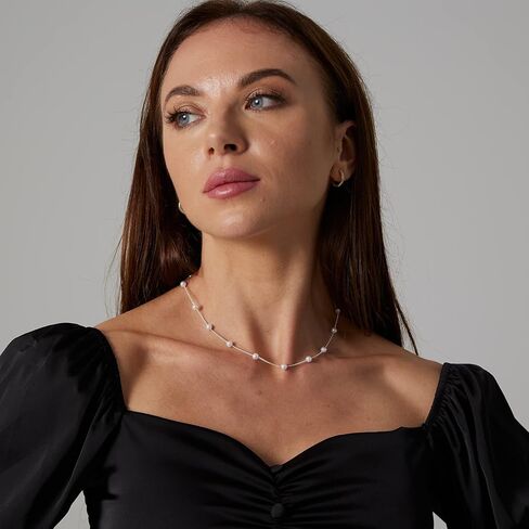 VIROMY Dainty Pearl Choker Necklace for Women 14K Gold Plated Pearl Necklaces Simple Trendy Everyday Jewelry in Kuwait