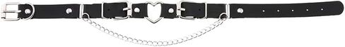 Women Heart Leather Choker Necklace Girls Punk Rock Chain Rivet PU Collar Necklace Adjustable in Saudi Arabia