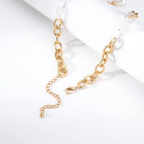 Rumtock Women Acrylic Link Gold Chunky Chain Link Choker Necklace Pearl Charm Clavicle Necklace for Women Girls Special Occasion Jewelry for Dress in Kuwait