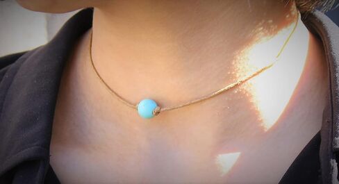 بومينا اليدوية حجر الفيروز قلادة لطيف الجلود الحبل المختنق قلادة للنساء الفتيات في سن المراهقة، 12 بوصة in Kuwait