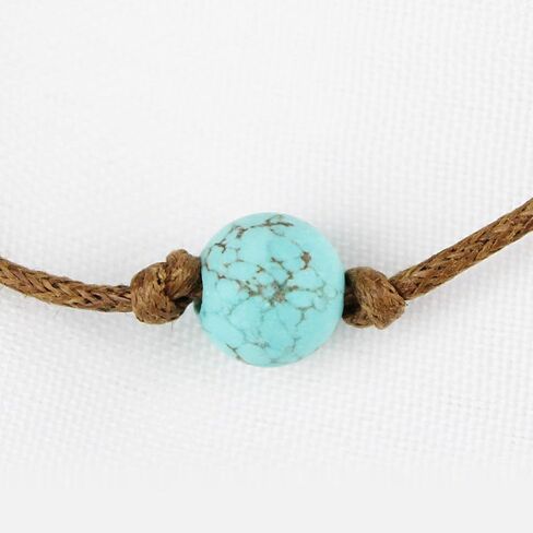 بومينا اليدوية حجر الفيروز قلادة لطيف الجلود الحبل المختنق قلادة للنساء الفتيات في سن المراهقة، 12 بوصة in Kuwait