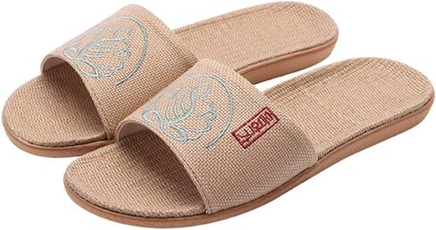 Flax Slippers Unisex Linen Summer Beach Shoes Lightweight Skidproof Indoor Slippers Home Breathable Sandals in Kuwait