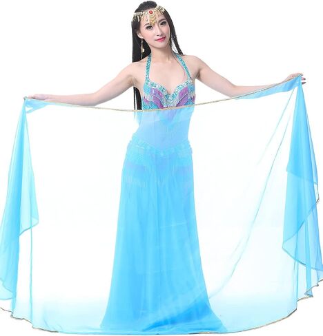 ZLTdream Women's Belly Dance Colorful Chiffon Scarf Veil 2.5 * 1.2M For Halloween Raves Costume in Saudi Arabia