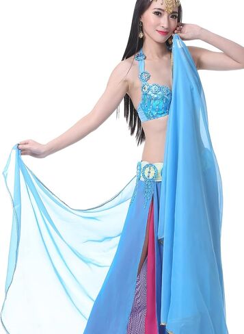 ZLTdream Women's Belly Dance Colorful Chiffon Scarf Veil 2.5 * 1.2M For Halloween Raves Costume in Saudi Arabia