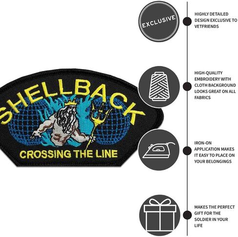 Navy Shellback Crossing The Line Patch Licensed Military Apparel Patriotic Products Gifts for Veterans Families and Retired VetFriends.com in Saudi Arabia