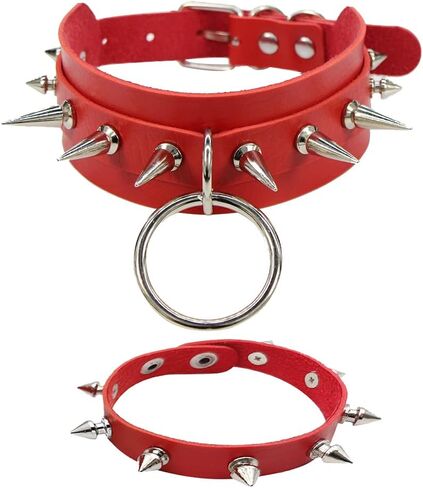 INENIMARTJ Gothic Spike Rivets Choker Necklace and Bracelet Set,Emo Choker Bracelet Set Punk Rock PU Leather Spike Collar Halloween Costume Cosplay Accessiores for Women Girls in Kuwait