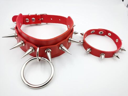 INENIMARTJ Gothic Spike Rivets Choker Necklace and Bracelet Set,Emo Choker Bracelet Set Punk Rock PU Leather Spike Collar Halloween Costume Cosplay Accessiores for Women Girls in Kuwait