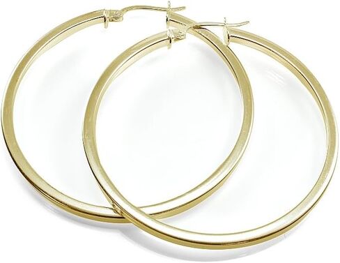 Hoops & Loops - Sterling Silver 2mm High Polished Square Tube Click Top Hoop Earrings in Size 25mm | Sterling Silver, Yellow & Rose Gold Flash Plated in Saudi Arabia