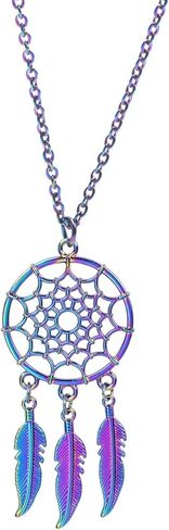 Bohemian Dream Catcher Necklace for Women Girls Tassel Feather Turquoise Beads Long Chain Necklace Boho Vintage Tribal Dream Catcher Pendant Necklace Party Festival Birthday Anniversary Jewelry Gifts in Saudi Arabia
