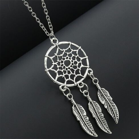 Bohemian Dream Catcher Necklace for Women Girls Tassel Feather Turquoise Beads Long Chain Necklace Boho Vintage Tribal Dream Catcher Pendant Necklace Party Festival Birthday Anniversary Jewelry Gifts in Saudi Arabia