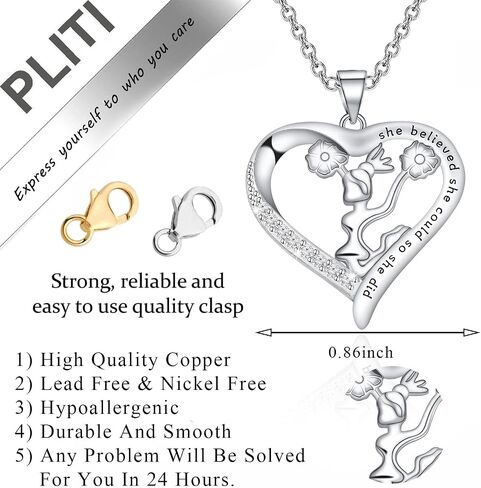 PLITI Cheerleading Necklace For Girls Cheerleader Gift Cheer Team Inspirational Gift She Believed She Could So She Did Gift For Cheerleaders in Saudi Arabia