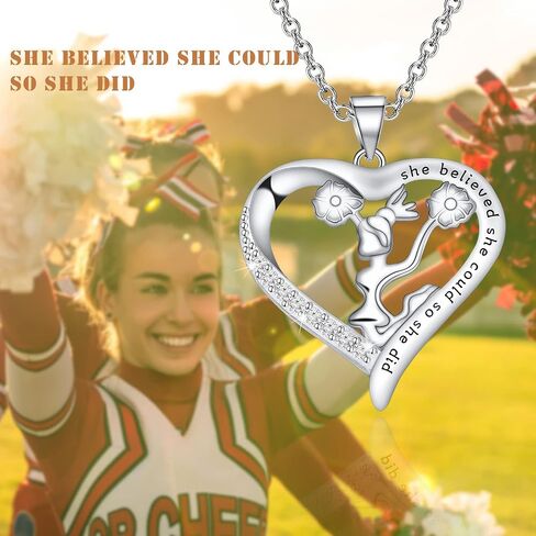 PLITI Cheerleading Necklace For Girls Cheerleader Gift Cheer Team Inspirational Gift She Believed She Could So She Did Gift For Cheerleaders in Saudi Arabia