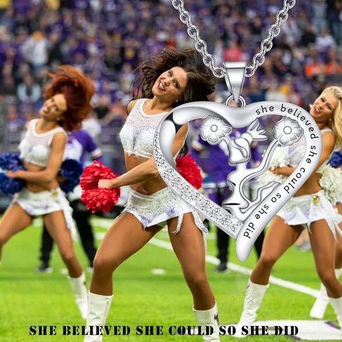 PLITI Cheerleading Necklace For Girls Cheerleader Gift Cheer Team Inspirational Gift She Believed She Could So She Did Gift For Cheerleaders in Saudi Arabia