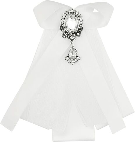 Women's Bow Brooch Rhinestoneand Pearl Ribbon Neck Tie Accessories Bow Tie in Kuwait